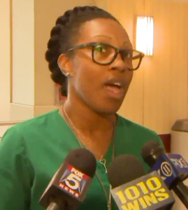 Video screencap: Kenya Blondell, medical assistant at Bronx-Lebanon Hospital Center