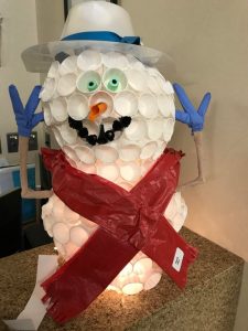 Photo: snowman made of medical supplies