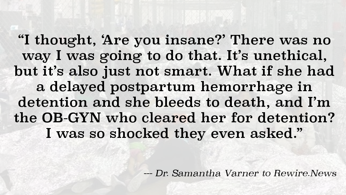 Quote image: Dr. Samantha Varner on "cleared for detention" CBP letters