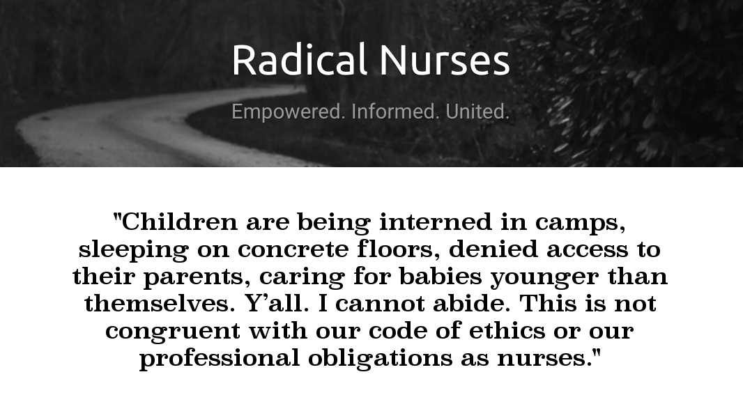 Quote image: Radical Nurses on the detention of migrant children