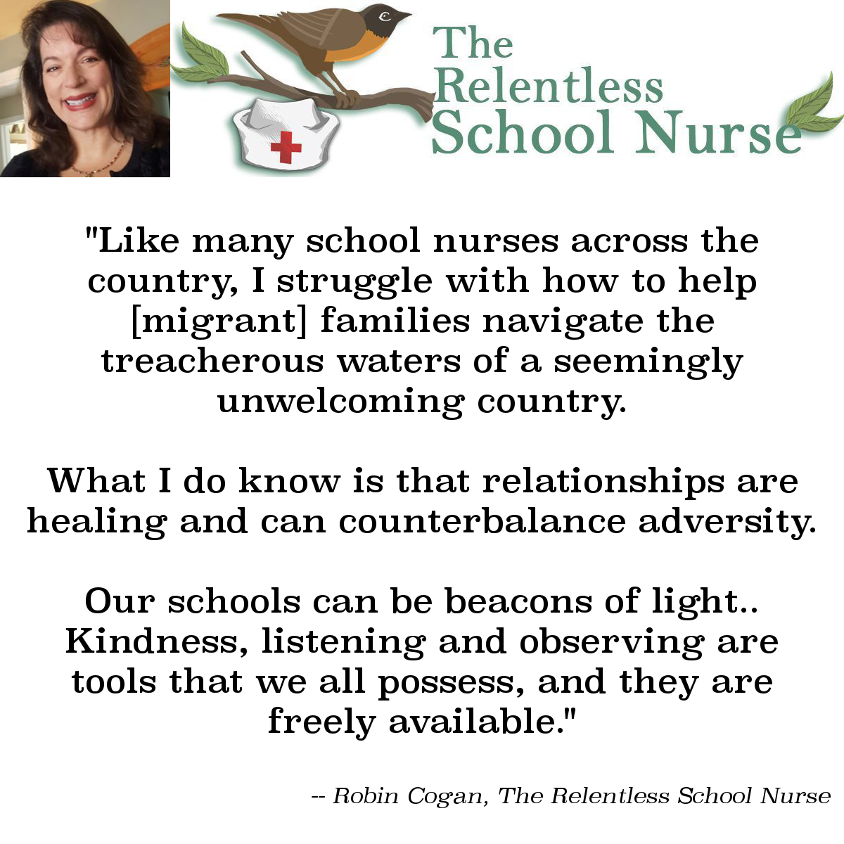 Quote image - The Relentless School Nurse: "Our schools can be beacons of light"