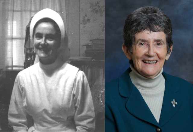 Sister Aileen Trainor, then and now