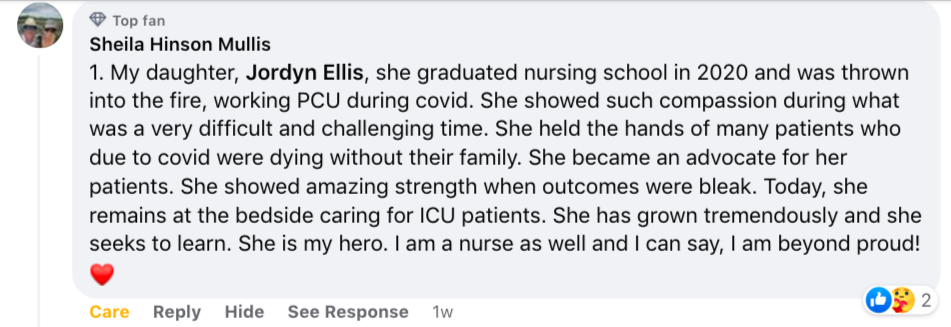 Sheila Hinson Mullis Nurses Week comment