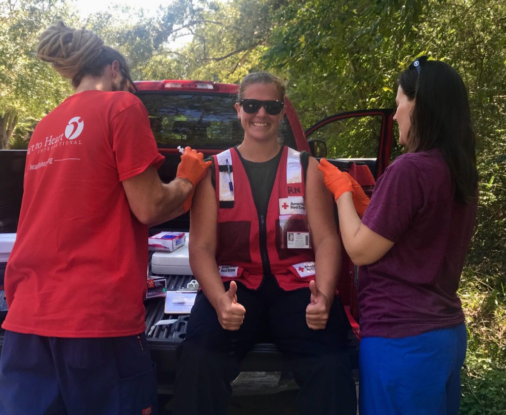 Photo contest winner: Meredith Presser — vaccination during Hurricane Harvey